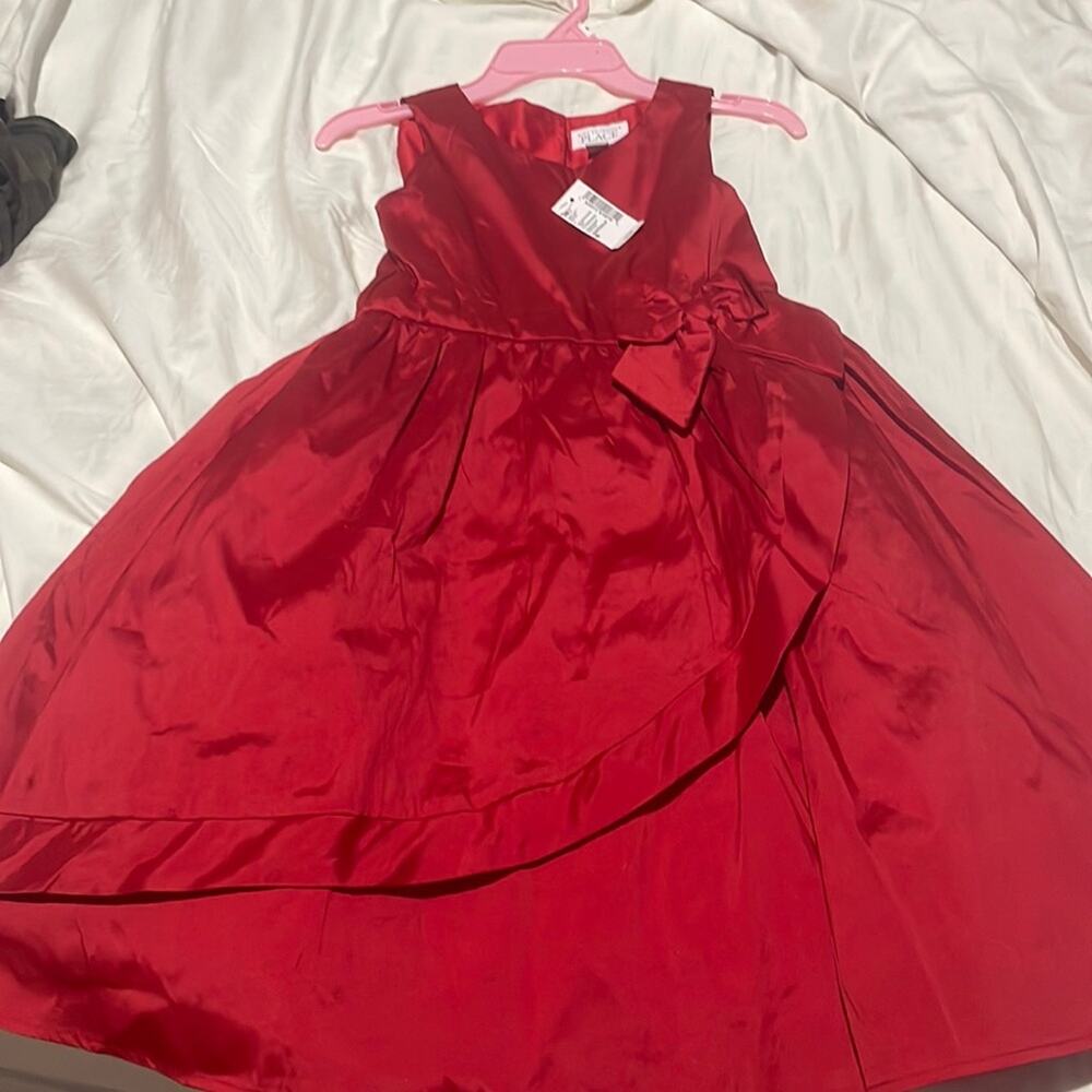 Children’s Place 6 red taffeta dress classic style back zip full skirt nwt